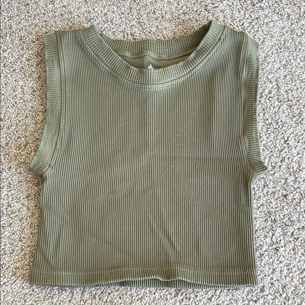 Free People Movement Olive Green Sleeveless Ribbed Top